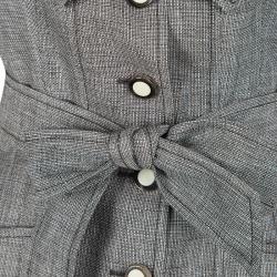 Escada Brown and White Textured Belted Vest and Trouser Set S