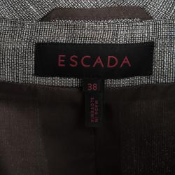 Escada Brown and White Textured Belted Vest and Trouser Set S