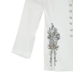 Pre Owned Escada Off-White Embroidered Suit M