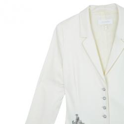 Pre Owned Escada Off-White Embroidered Suit M
