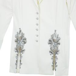 Pre Owned Escada Off-White Embroidered Suit M