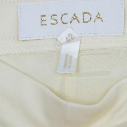 Pre Owned Escada Off-White Embroidered Suit M