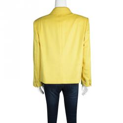 Escada Margaretha Ley Yellow Rabbit Fur Wool Blend Blazer M