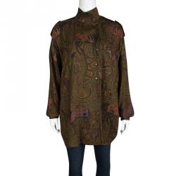 Pre Owned Escada Margaretha Ley Multicolor Paisley Horse Print Wool Blouse M