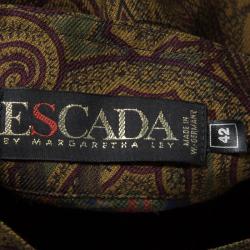 Pre Owned Escada Margaretha Ley Multicolor Paisley Horse Print Wool Blouse M
