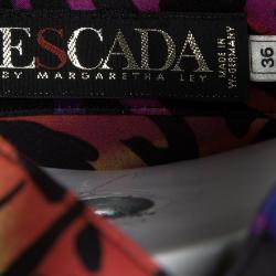 Pre Owned Escada Margaretha Ley Multicolor Animal Printed Silk Long Sleeve Oversized Shirt XS