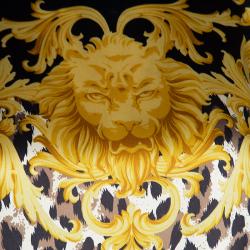 Pre Owned Escada Black Animal Printed Silk Satin Long Sleeve Power Shoulder Blouse S