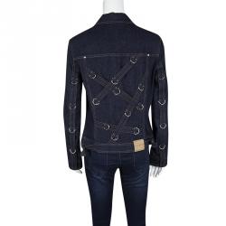 Escada Indigo Dark Wash Denim Buckle Detail Button Front Jacket S