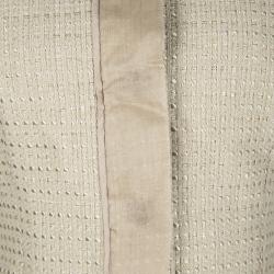 Pre Owned Escada Beige Textured Silk Trim Short Sleeve Jacket XS
