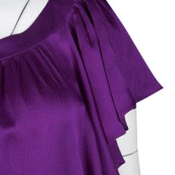Escada Purple Textured Silk Ruffle Top XS