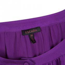 Escada Purple Textured Silk Ruffle Top XS