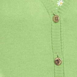 Pre Owned Escada Green Wool Floral Embroiderd Cardigan and Sweater Vest Twin Set M