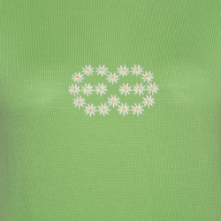 Pre Owned Escada Green Wool Floral Embroiderd Cardigan and Sweater Vest Twin Set M