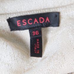 Escada Beige Lurex Knit Embellished Cardigan M