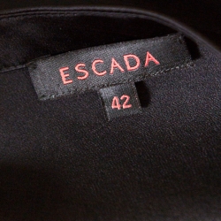 Pre Owned Escada Black Silk Chain Detail Asymmetric Neck Boxy Top L