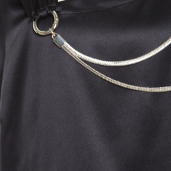 Pre Owned Escada Black Silk Chain Detail Asymmetric Neck Boxy Top L