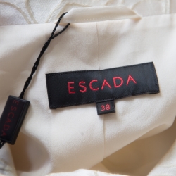 Escada Cream Floral Jacquard Embellished Buckle Detail Skirt Suit L