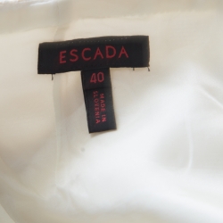Escada Cream Floral Jacquard Embellished Buckle Detail Skirt Suit L