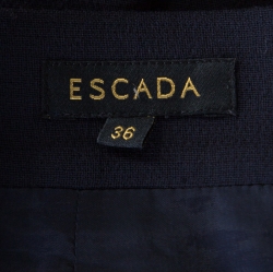Pre Owned Escada Navy Blue Wool Crepe Slit Detail Razikan Skirt M