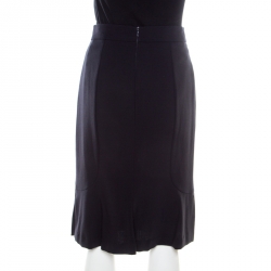 Pre Owned Escada Navy Blue Wool Crepe Slit Detail Razikan Skirt M