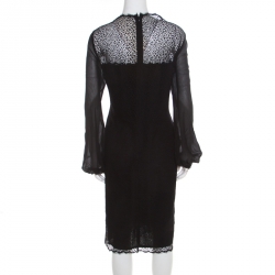 Escada Black Lace Long Sleeve Djohra Dress XXL