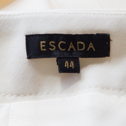 Pre Owned Escada Cream Stretch Wool Wide Leg Tunka Trousers XL