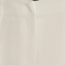 Pre Owned Escada Cream Stretch Wool Wide Leg Tunka Trousers XL