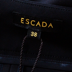 Pre Owned Escada Navy Blue Stretch Crepe Straight Leg Tritara Trousers M