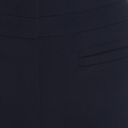 Pre Owned Escada Navy Blue Stretch Crepe Straight Leg Tritara Trousers M