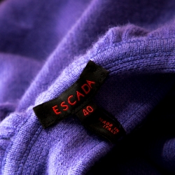 Escada Purple Angora Wool Cut Out Back Detail Caped Vest L