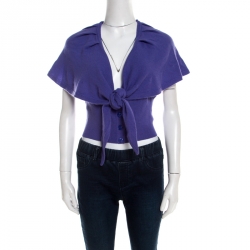 Escada Purple Angora Wool Cut Out Back Detail Caped Vest L