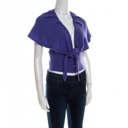 Escada Purple Angora Wool Cut Out Back Detail Caped Vest L