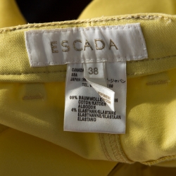 Pre Owned Escada Yellow Cotton Stretch Denim High Rise Flared Jeans M