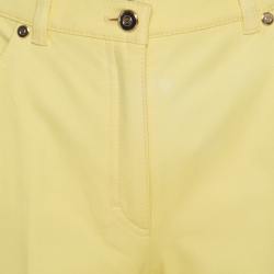 Pre Owned Escada Yellow Cotton Stretch Denim High Rise Flared Jeans M