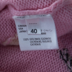 Escada Pink Cashmere Argyle Embroidered Detail Belted Cardigan L