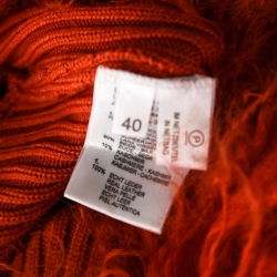 Escada Orange Silk Wool Detachable Fuzzy Collar Detail Belted Cardigan L