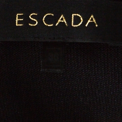 Escada Black Stretch Knit Fringed Hem Sleeveless Top M 