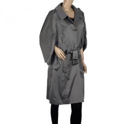 Pre Owned Escada Puff Sleeves Polyester Trench Coat S