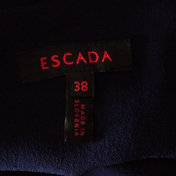 Pre Owned Escada Navy Blue Silk Paneled Flutter Skirt M