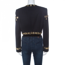 Escada Black Wool Gold Bead Embellished Vintage Jacket L