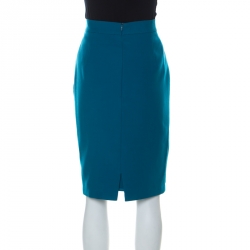 Pre Owned Escada Blue Wool Pencil Skirt M