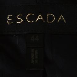 Pre Owned Escada Blue Denim Floral Embroidery Embellished Detail Zipped Jacket XL