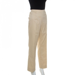 Escada Beige Cotton Straight Fit Trousers XL
