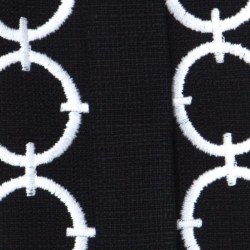 Pre Owned Escada Black Contrast Embroidery Knit Short Sleeve Jacket XL