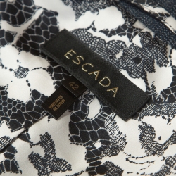 Pre Owned Escada Dark Blue Pearl Embellished Zipped Jacket L