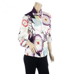 Pre Owned Escada Sport Floral Printed Silk Shirt S