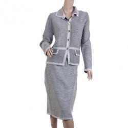 Pre Owned Escada Light Grey Wool Suit M