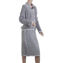 Pre Owned Escada Light Grey Wool Suit M