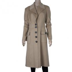 Pre Owned Escada Tan Cashmere Long Coat S