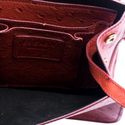 Escada Cherry Ostrich Embossed Leather Mini Top Handle Bag 